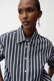 Shop Joseph Ribkoff Cotton Stripe Blouse With Rhinestones - Joseph Ribkoff