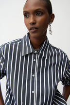 Shop Joseph Ribkoff Cotton Stripe Blouse With Rhinestones - Joseph Ribkoff