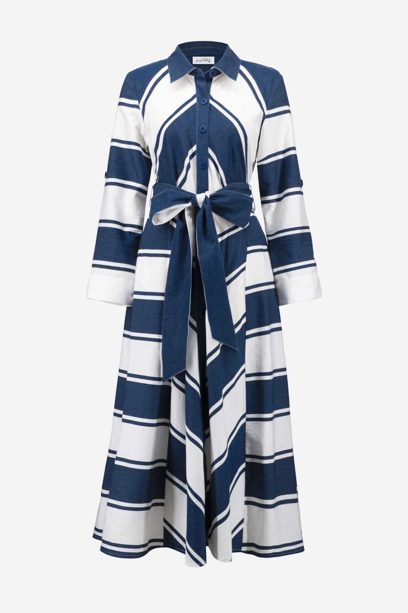 Shop Joseph Ribkoff Cotton Stripe Fit and Flare Shirt Dress - Joseph Ribkoff