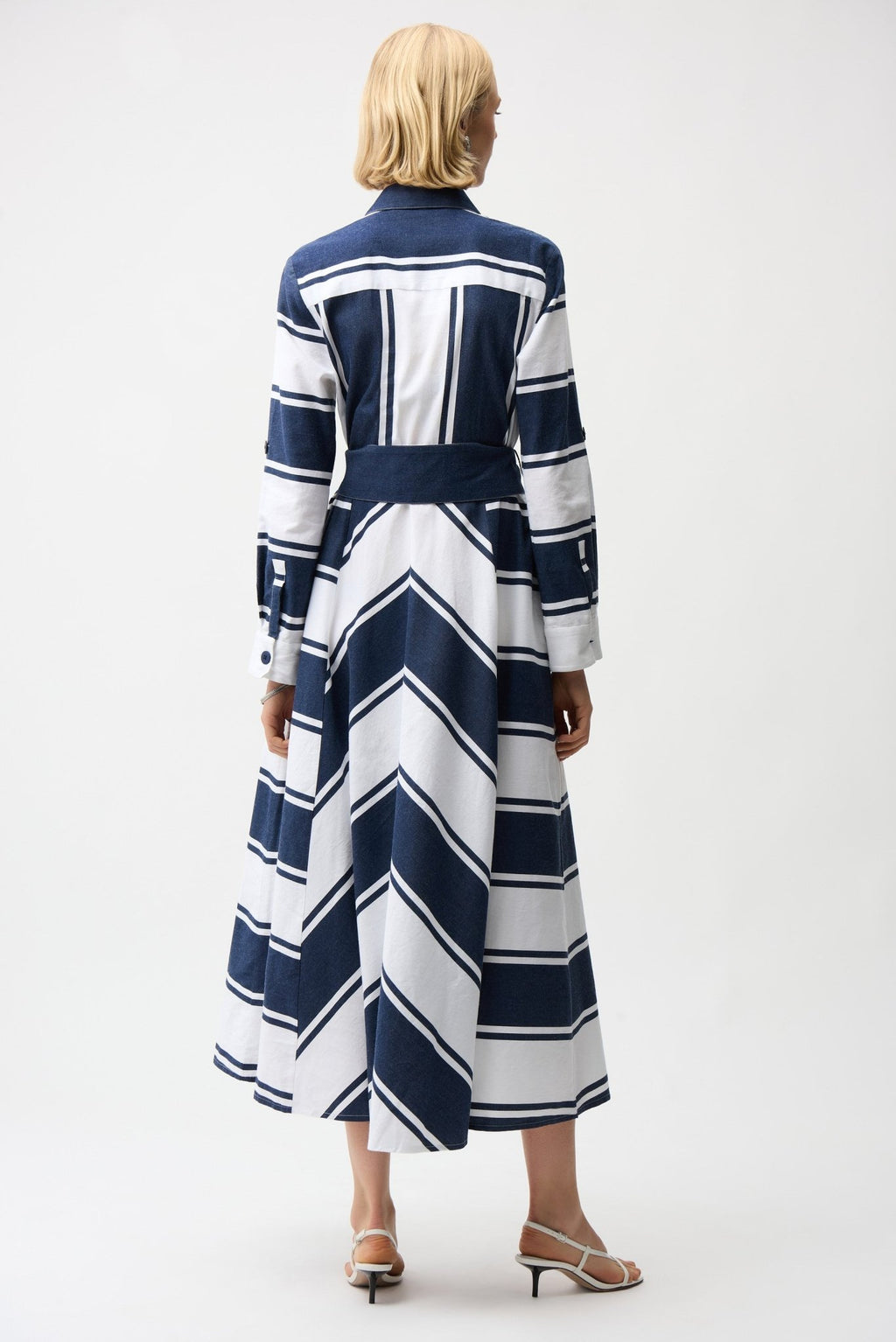 Shop Joseph Ribkoff Cotton Stripe Fit and Flare Shirt Dress - Joseph Ribkoff