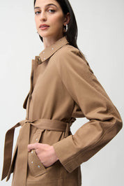 Shop Joseph Ribkoff Cotton Twill Short Trench with Belt & Rhinestones - Joseph Ribkoff