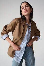 Shop Joseph Ribkoff Cotton Twill Short Trench with Belt & Rhinestones - Joseph Ribkoff