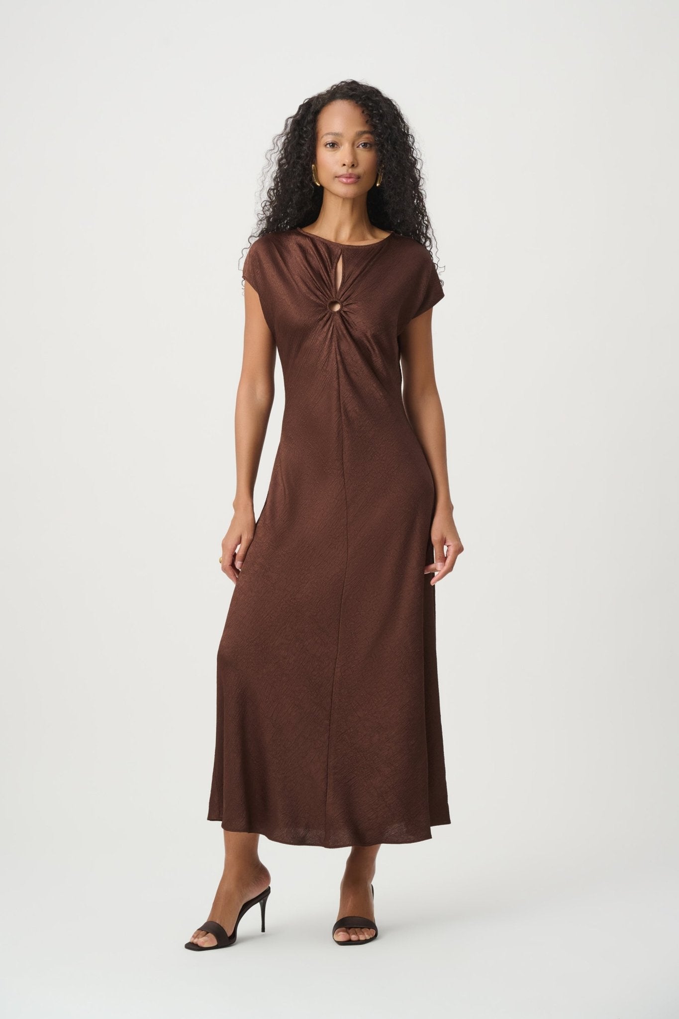 Shop Joseph Ribkoff Crushed Satin Midi A-Line Dress - Joseph Ribkoff