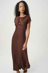 Joseph Ribkoff Crushed Satin Midi A-Line Dress