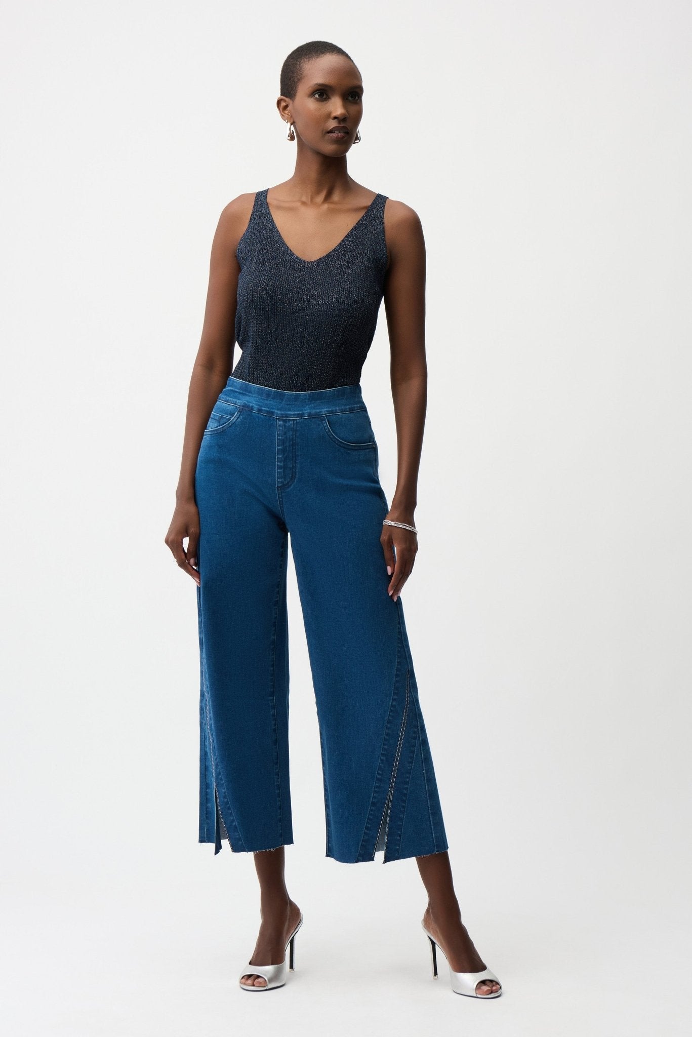 Shop Joseph Ribkoff Culotte Jeans With Rhinestones - Joseph Ribkoff