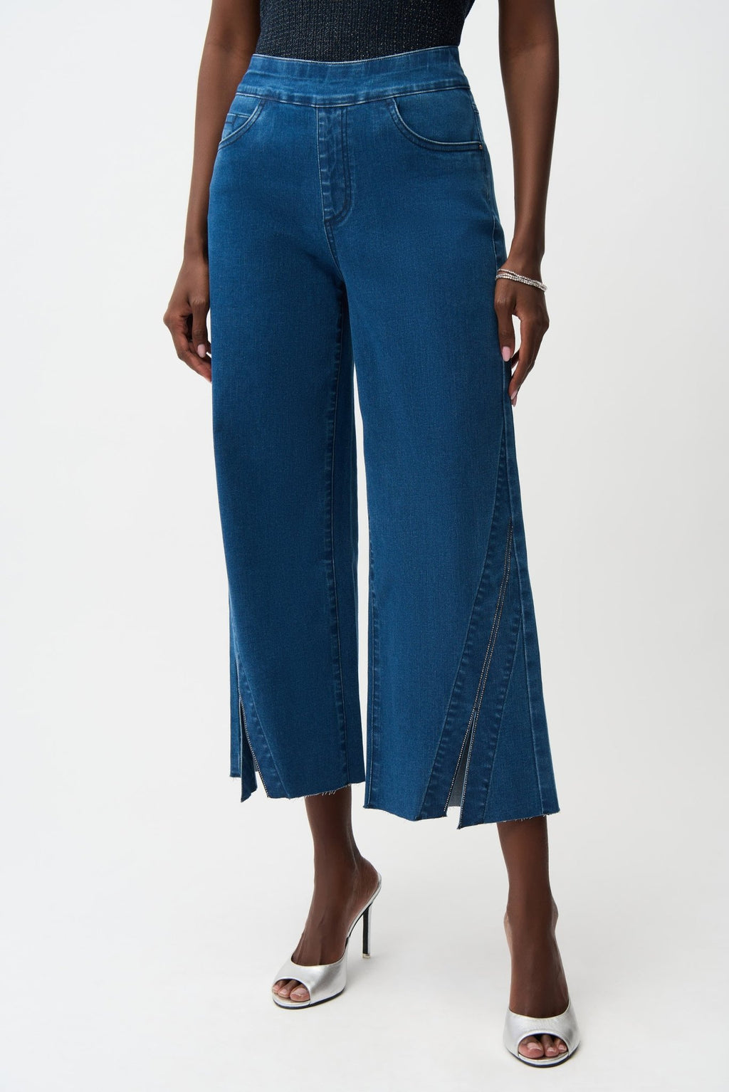 Shop Joseph Ribkoff Culotte Jeans With Rhinestones - Joseph Ribkoff