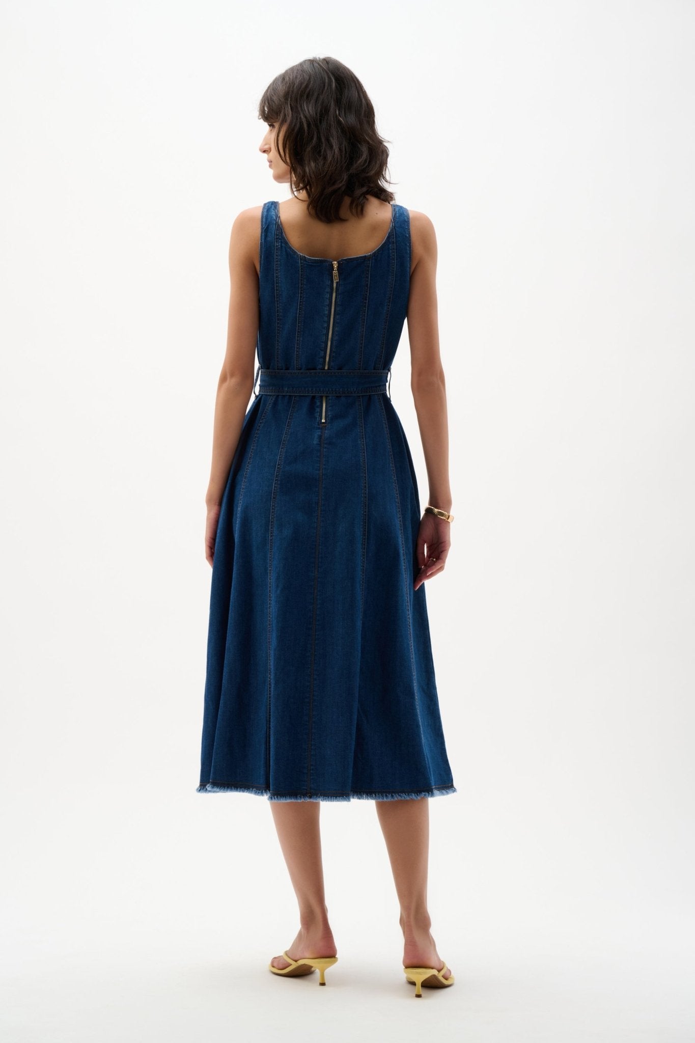 Shop Joseph Ribkoff Denim Fit And Flare Midi Dress - Joseph Ribkoff