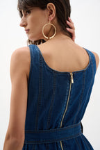 Shop Joseph Ribkoff Denim Fit And Flare Midi Dress - Joseph Ribkoff