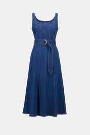 Shop Joseph Ribkoff Denim Fit And Flare Midi Dress - Joseph Ribkoff