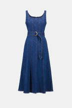 Shop Joseph Ribkoff Denim Fit And Flare Midi Dress - Joseph Ribkoff