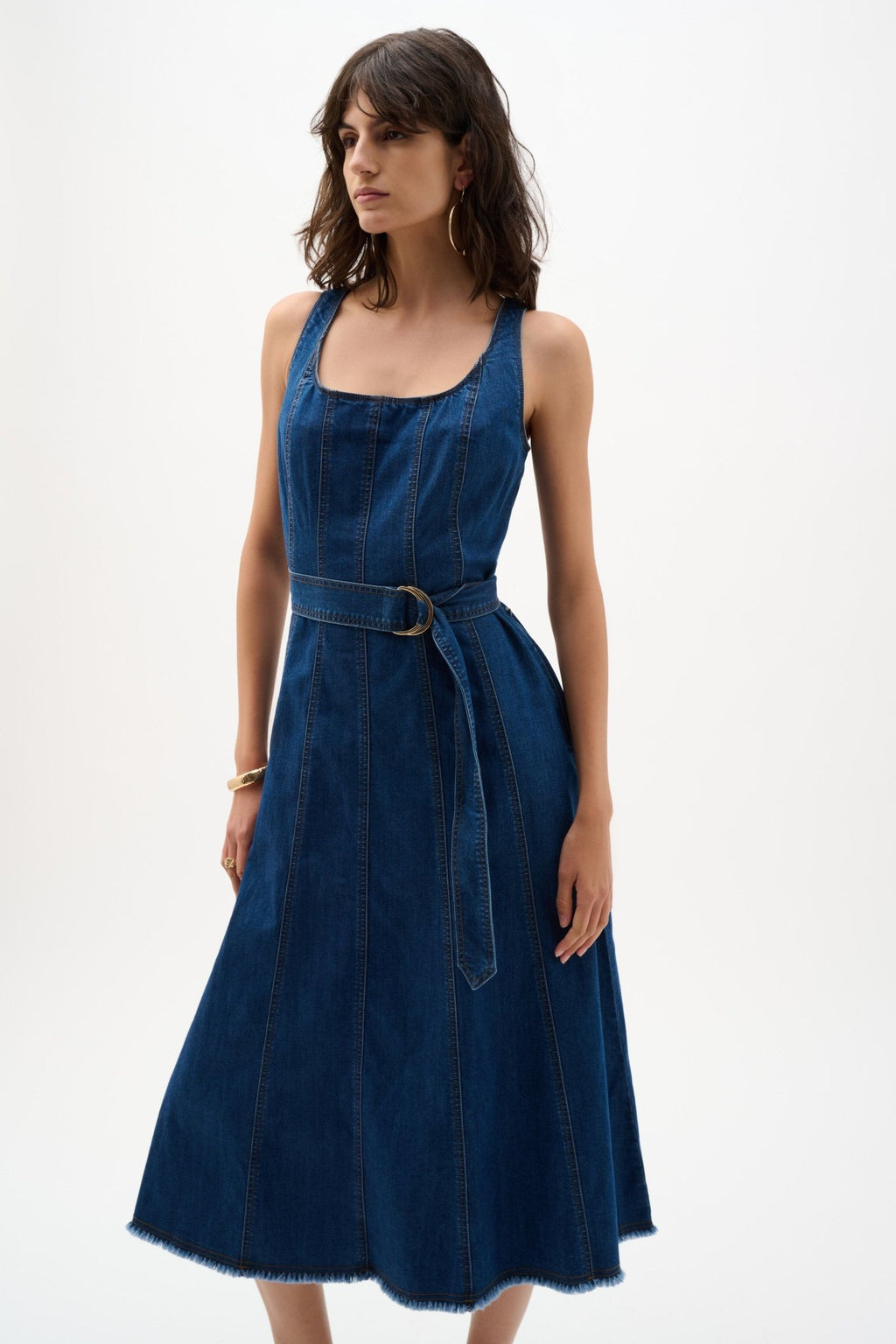 Shop Joseph Ribkoff Denim Fit And Flare Midi Dress - Joseph Ribkoff