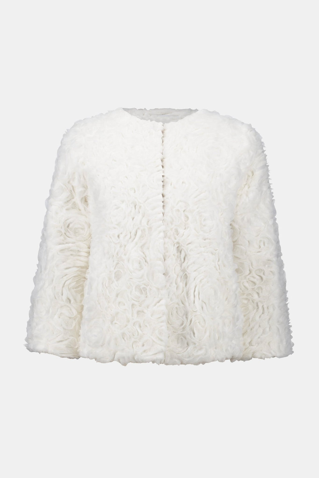 Shop Joseph Ribkoff Embroidered Faux Fur Collarless Jacket - Joseph Ribkoff