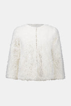 Shop Joseph Ribkoff Embroidered Faux Fur Collarless Jacket - Joseph Ribkoff
