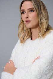 Shop Joseph Ribkoff Embroidered Faux Fur Collarless Jacket - Joseph Ribkoff