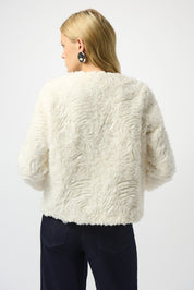 Shop Joseph Ribkoff Embroidered Faux Fur Collarless Jacket - Joseph Ribkoff