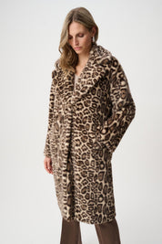Shop Joseph Ribkoff Faux Fur Leopard Print Coat - Joseph Ribkoff