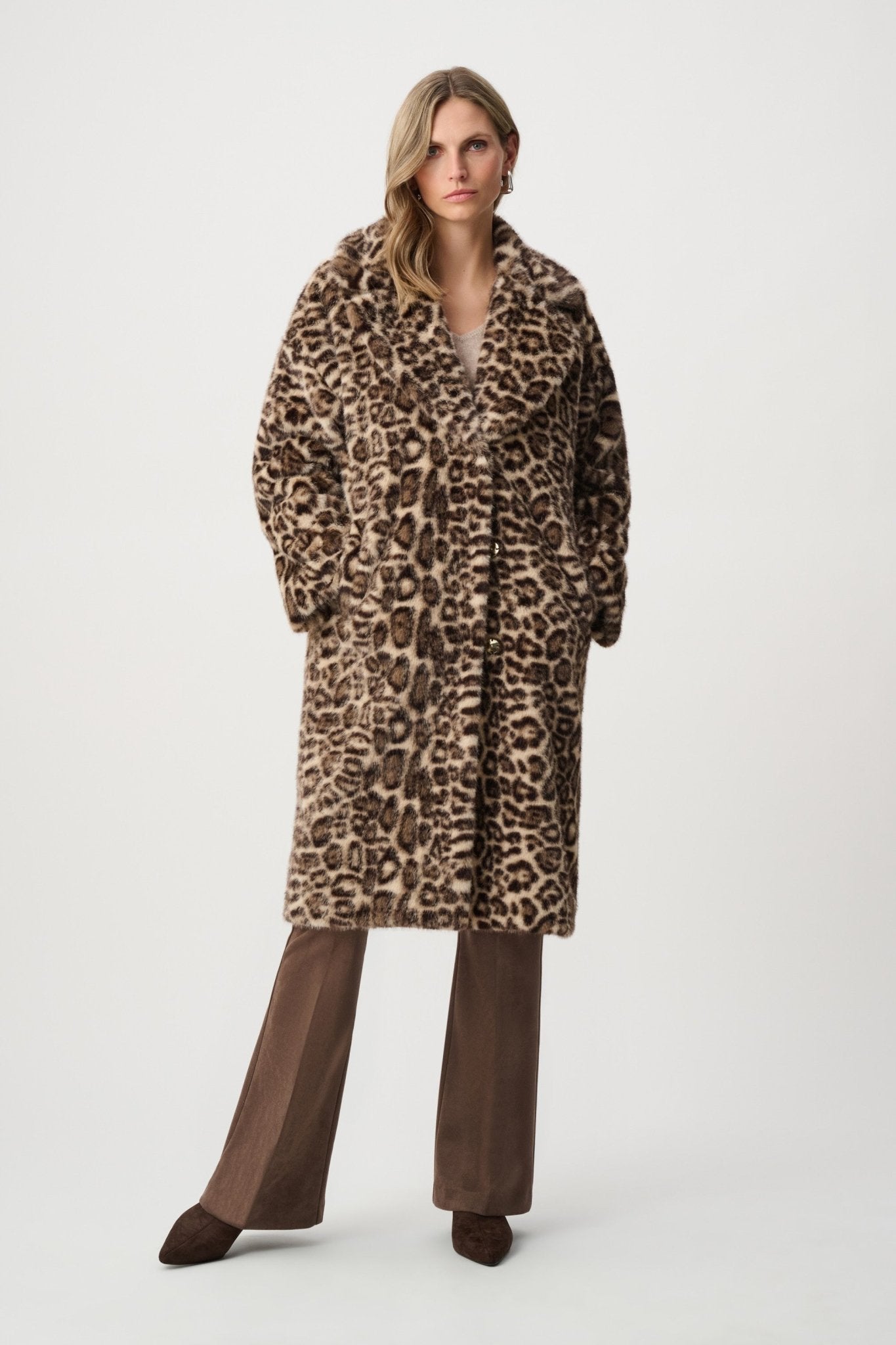 Shop Joseph Ribkoff Faux Fur Leopard Print Coat - Joseph Ribkoff
