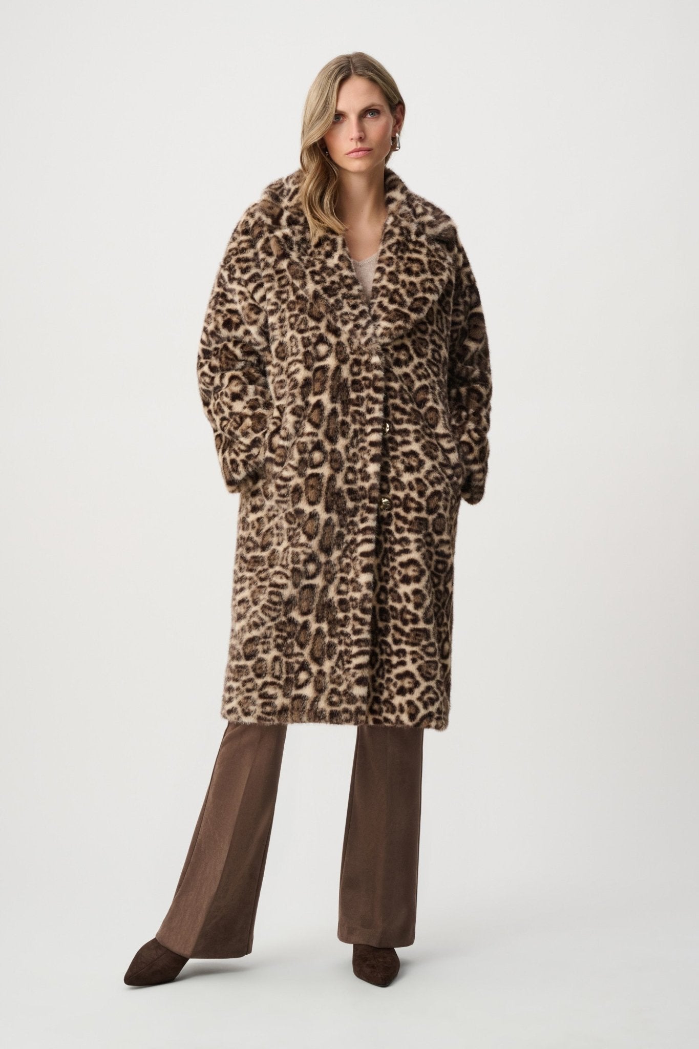 Shop Joseph Ribkoff Faux Fur Leopard Print Coat - Joseph Ribkoff