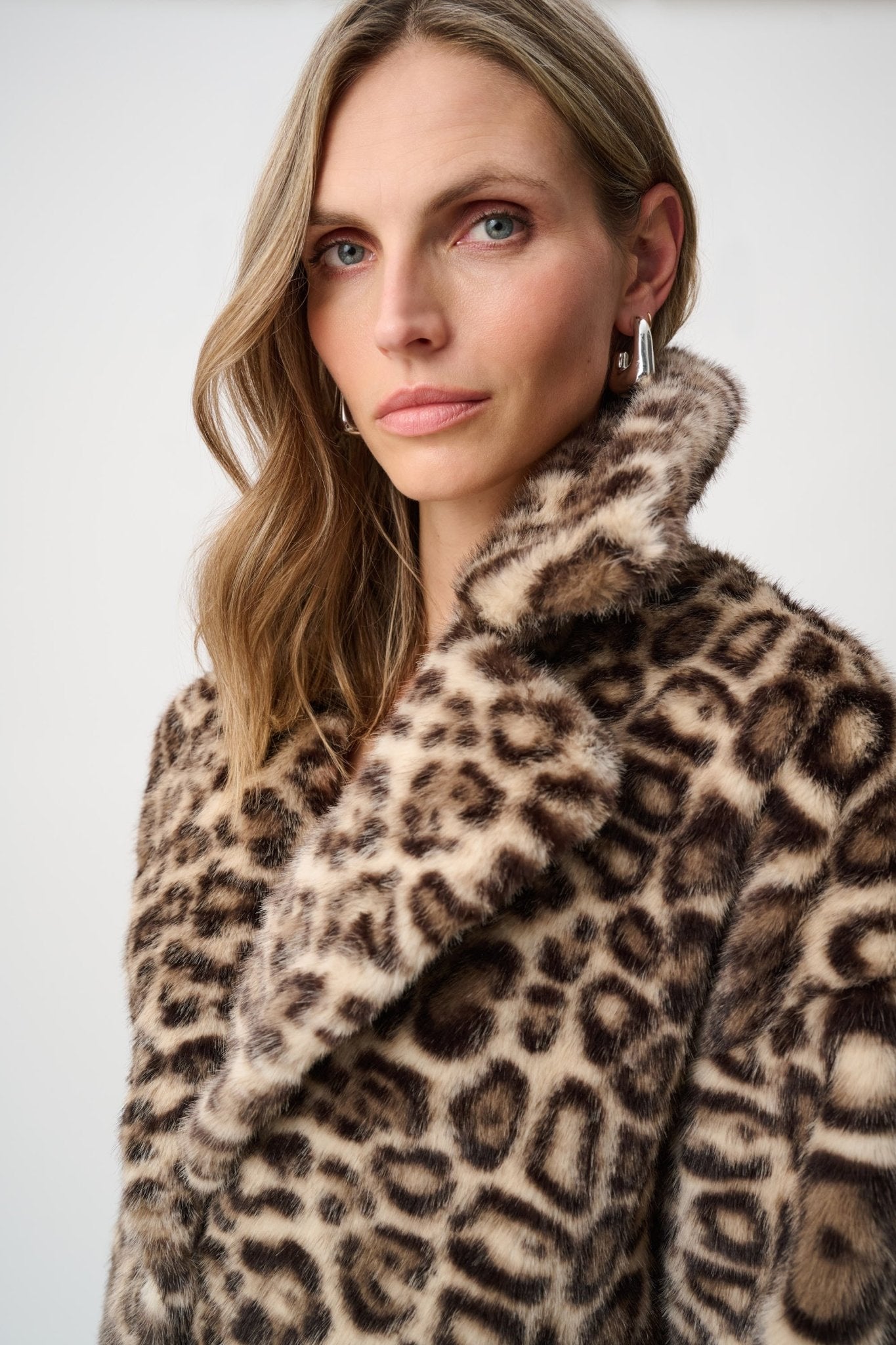 Shop Joseph Ribkoff Faux Fur Leopard Print Coat - Joseph Ribkoff