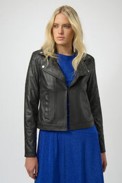 Shop Joseph Ribkoff Foiled Faux Suede Fitted Jacket with Rhinestones - Joseph Ribkoff