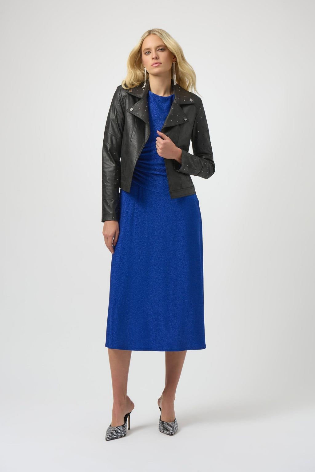 Shop Joseph Ribkoff Foiled Faux Suede Fitted Jacket with Rhinestones - Joseph Ribkoff