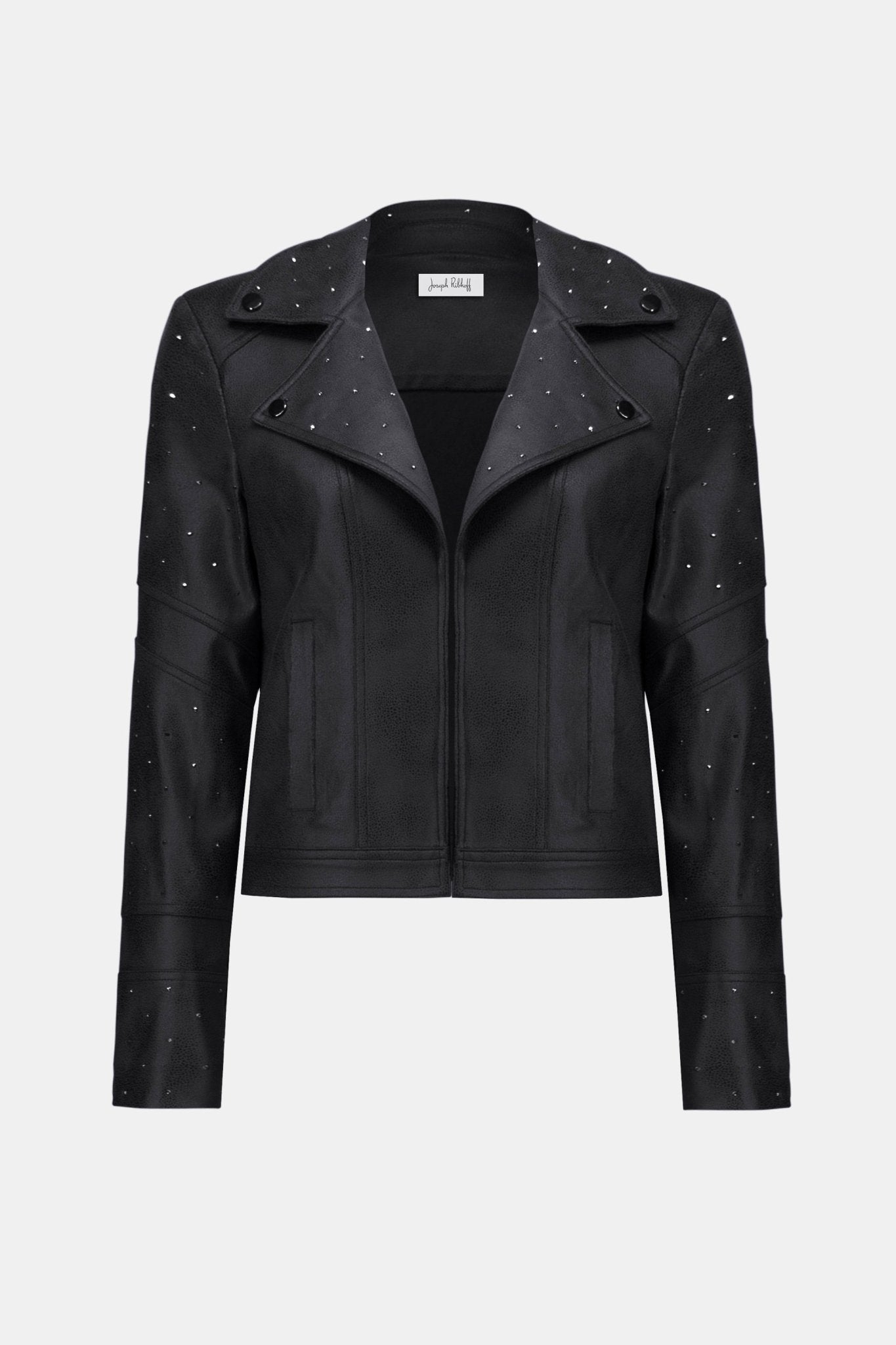 Shop Joseph Ribkoff Foiled Faux Suede Fitted Jacket with Rhinestones - Joseph Ribkoff