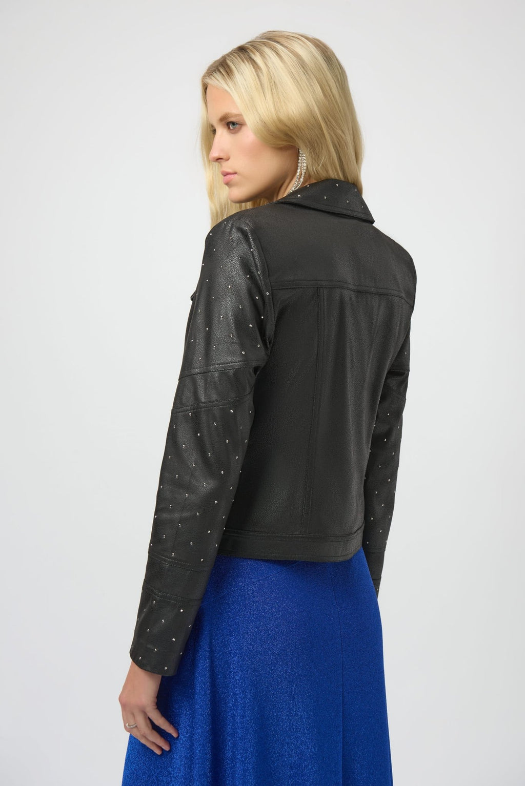 Shop Joseph Ribkoff Foiled Faux Suede Fitted Jacket with Rhinestones - Joseph Ribkoff