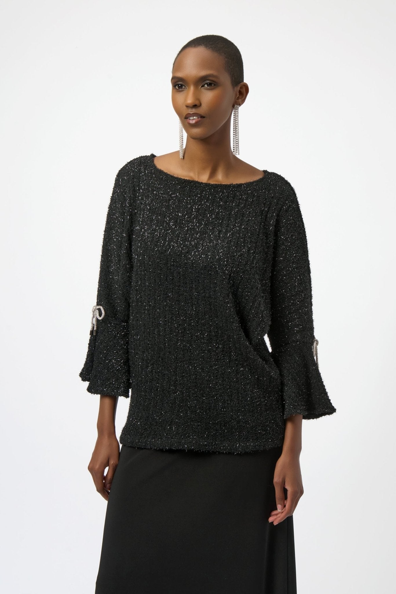 Shop Joseph Ribkoff Fuzzy Metallic Knit Boxy Top - Joseph Ribkoff
