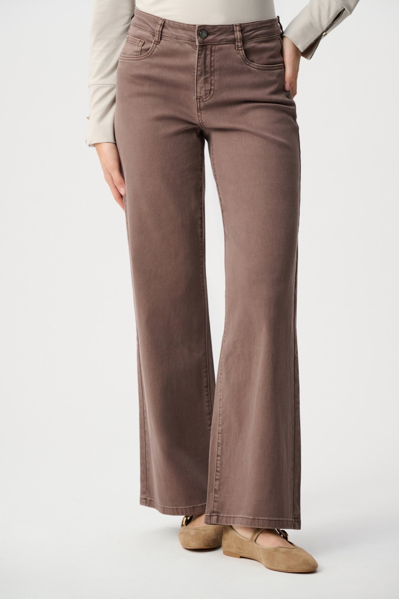 Shop Joseph Ribkoff Goldie Classic Wide-Leg Jeans — Mink - Joseph Ribkoff