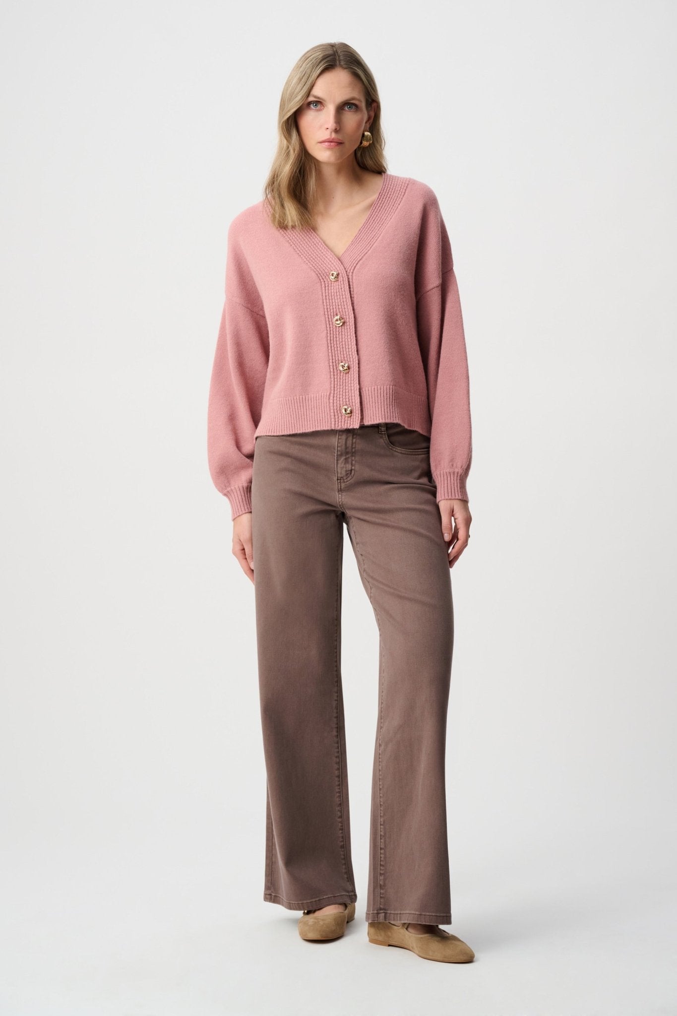 Shop Joseph Ribkoff Goldie Classic Wide-Leg Jeans — Mink - Joseph Ribkoff