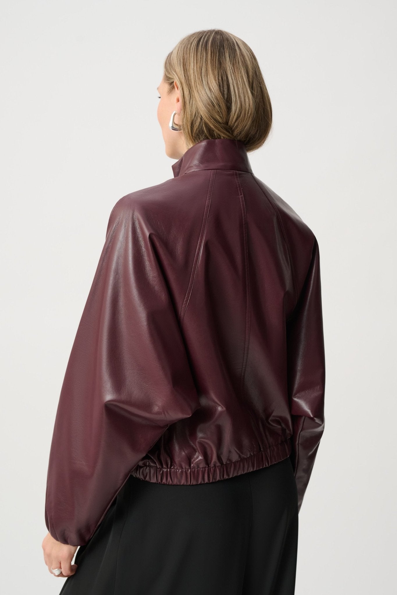 Shop Joseph Ribkoff Leatherette Mock - Neck Bomber Jacket - Joseph Ribkoff