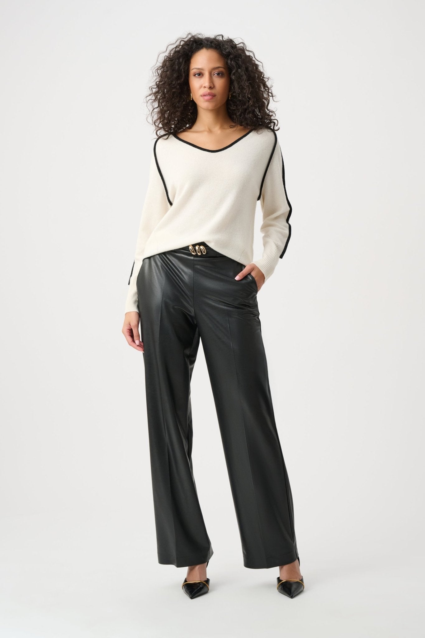 Shop Joseph Ribkoff Leatherette Wide-Leg Pull-On Pants - Joseph Ribkoff