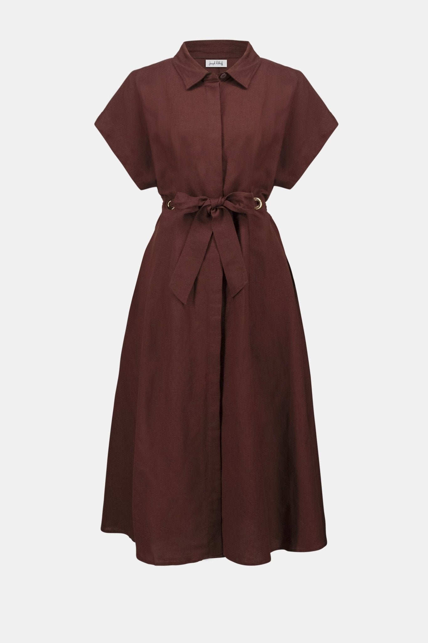 Shop Joseph Ribkoff Linen Blend Fit And Flare Shirt Dress With Sash - Joseph Ribkoff