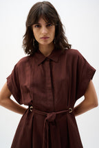 Shop Joseph Ribkoff Linen Blend Fit And Flare Shirt Dress With Sash - Joseph Ribkoff