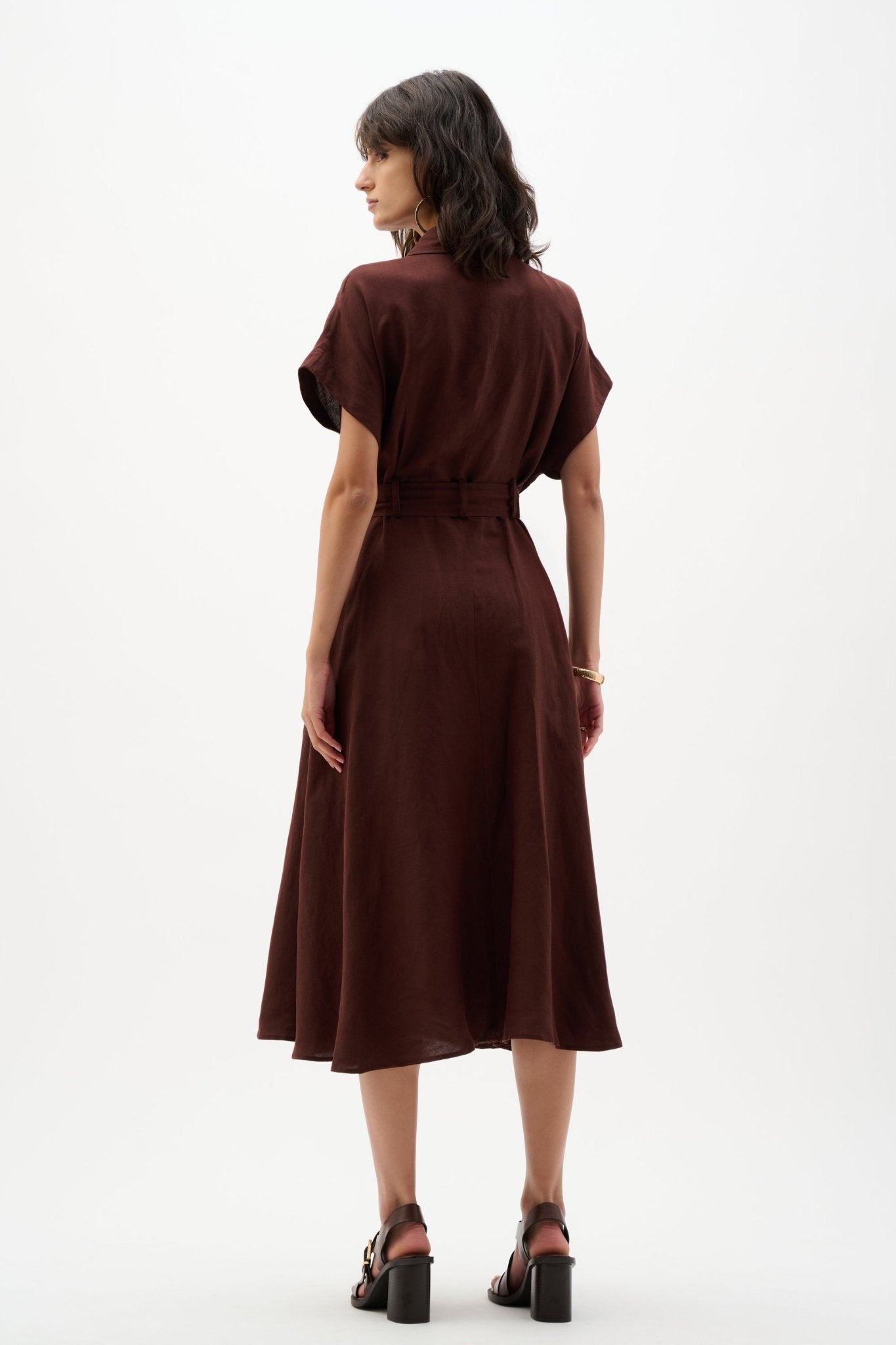 Shop Joseph Ribkoff Linen Blend Fit And Flare Shirt Dress With Sash - Joseph Ribkoff