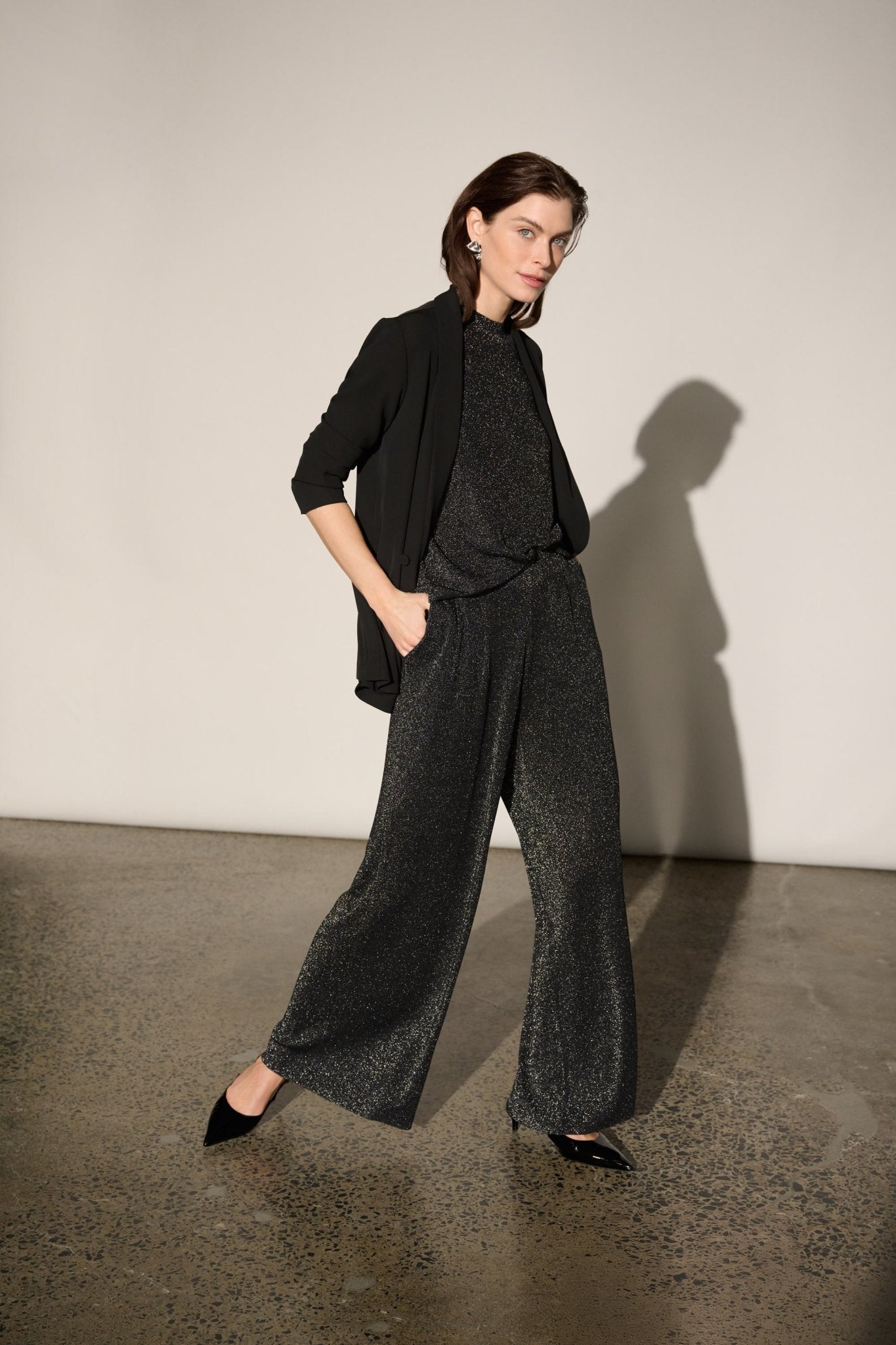 Shop Joseph Ribkoff Lurex Sweater Wide-Leg Pants 264942 - Joseph Ribkoff