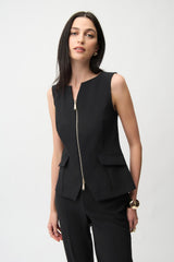 Joseph Ribkoff Lux Twill Fitted Vest With Front Zipper