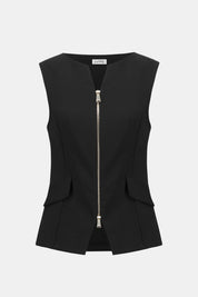 Shop Joseph Ribkoff Lux Twill Fitted Vest With Front Zipper - Joseph Ribkoff