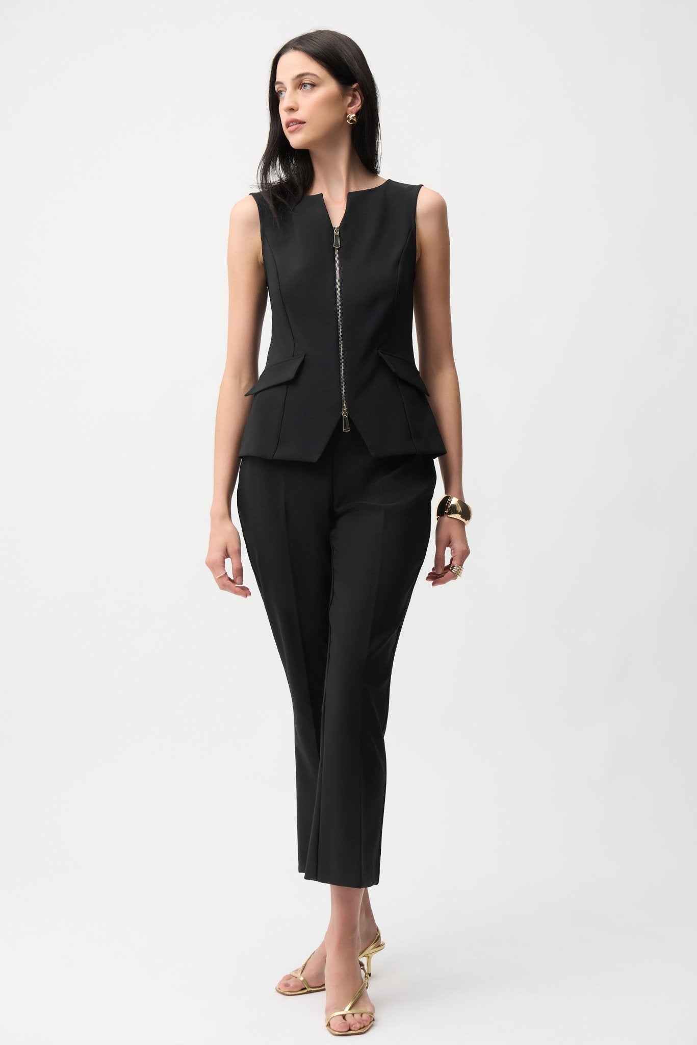 Shop Joseph Ribkoff Lux Twill Fitted Vest With Front Zipper - Joseph Ribkoff