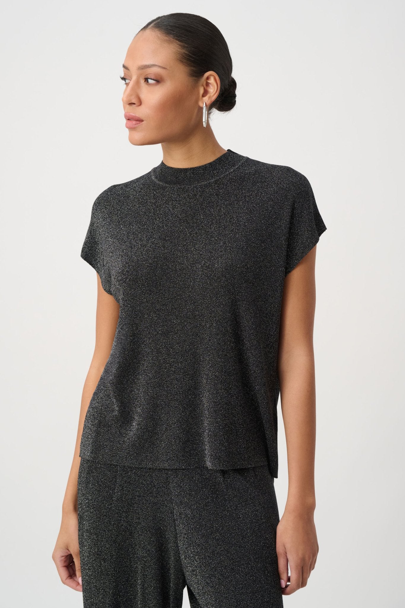 Shop Joseph Ribkoff Mock Neck Lurex Sweater Top 264943 - Joseph Ribkoff