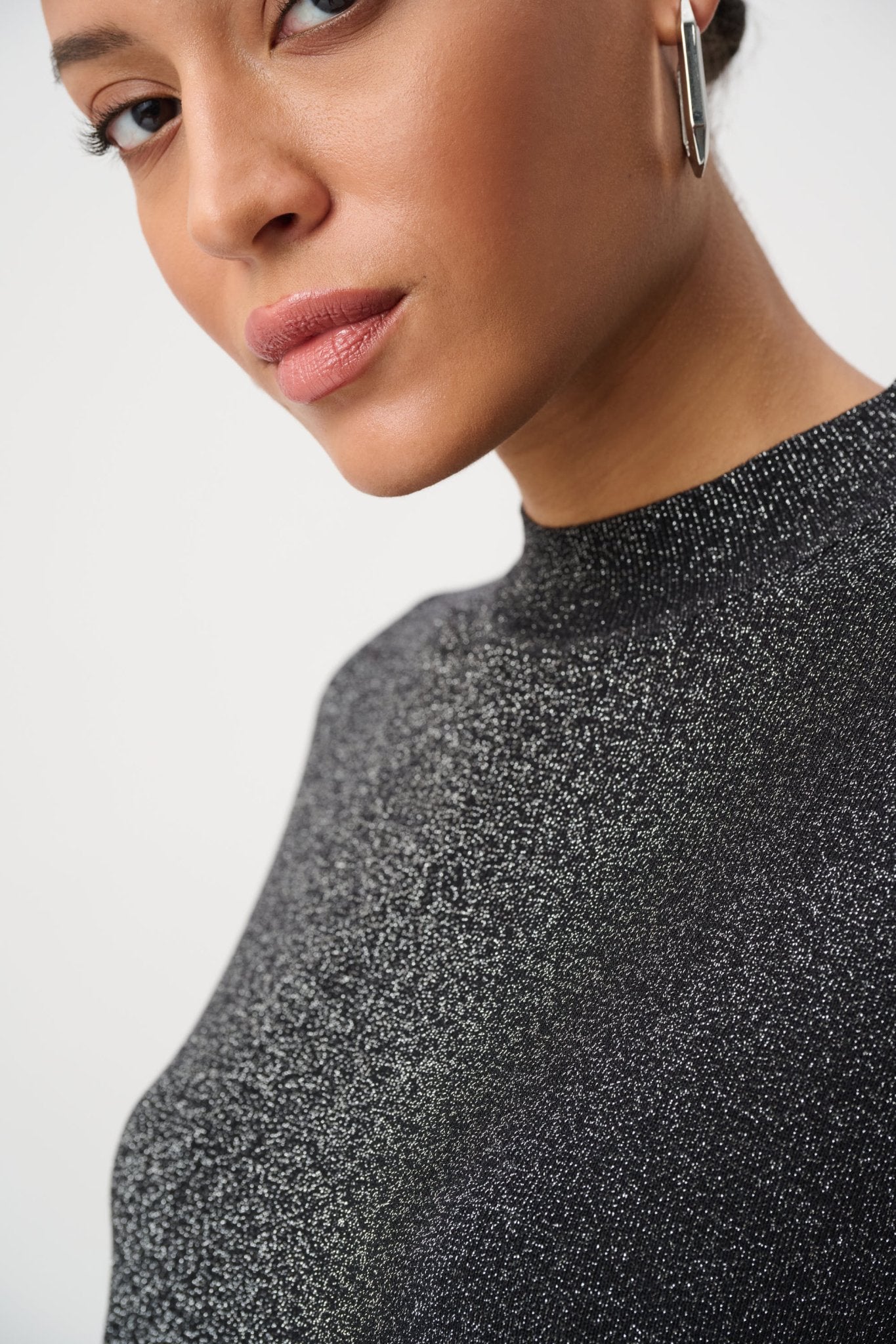 Shop Joseph Ribkoff Mock Neck Lurex Sweater Top 264943 - Joseph Ribkoff