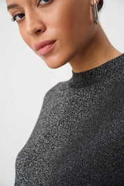 Shop Joseph Ribkoff Mock Neck Lurex Sweater Top 264943 - Joseph Ribkoff