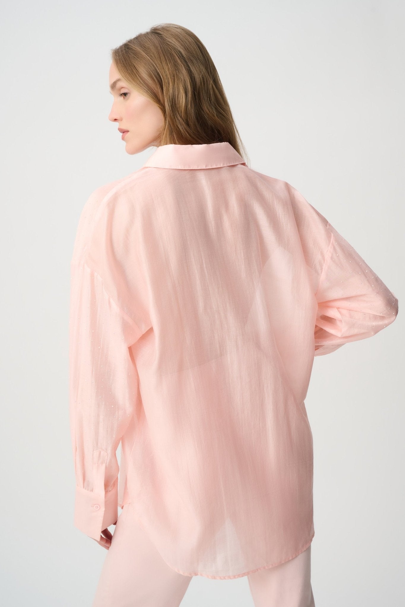Shop Joseph Ribkoff Rhinestone-Embellished Sheer Blouse - Joseph Ribkoff