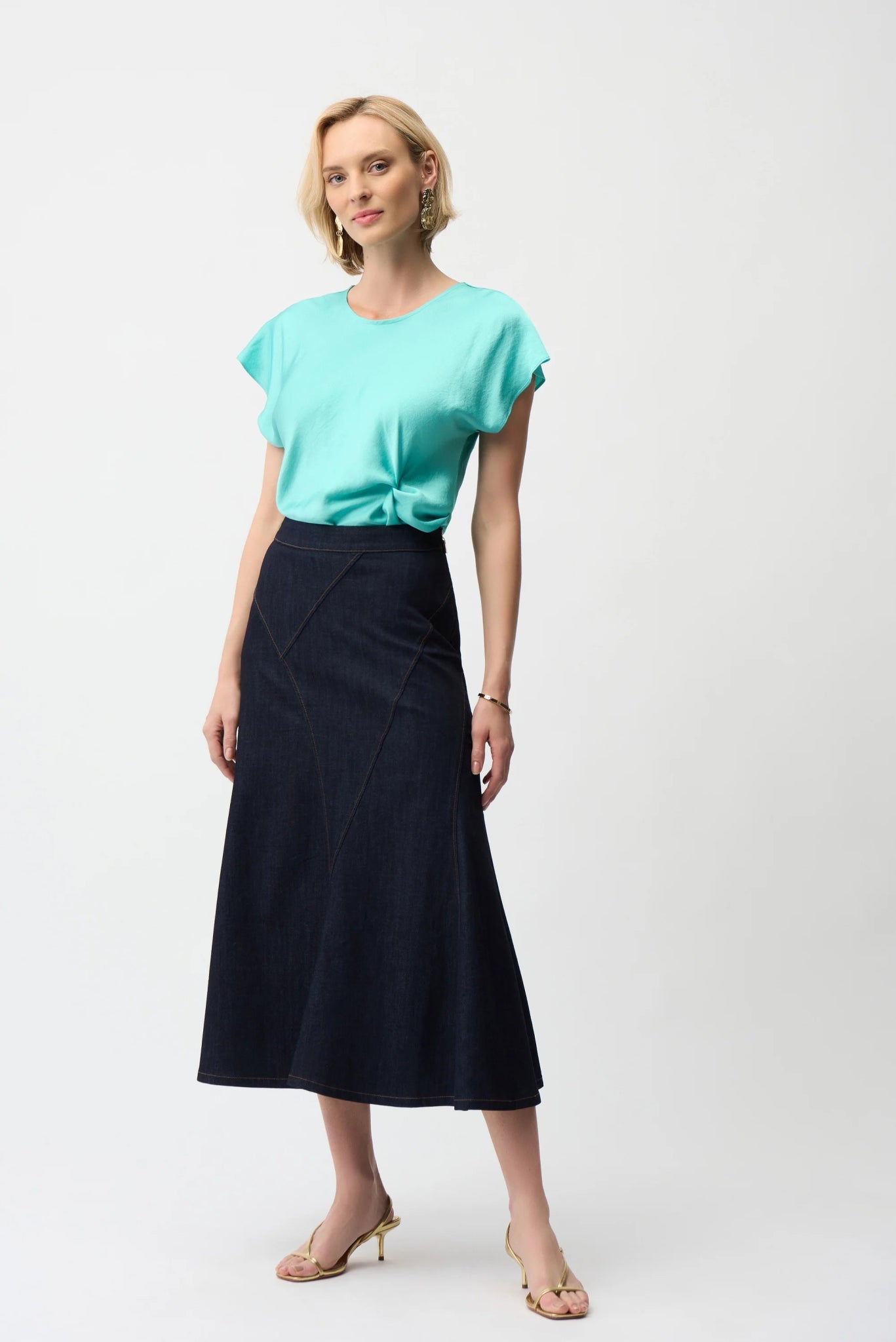 Shop Joseph Ribkoff Satin Fitted Top With Front Twist Detail - Joseph Ribkoff
