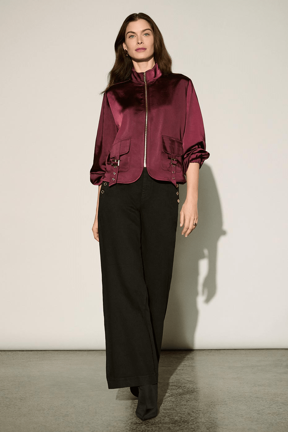 Shop Joseph Ribkoff Satin Puff Sleeve Utility Jacket - Joseph Ribkoff