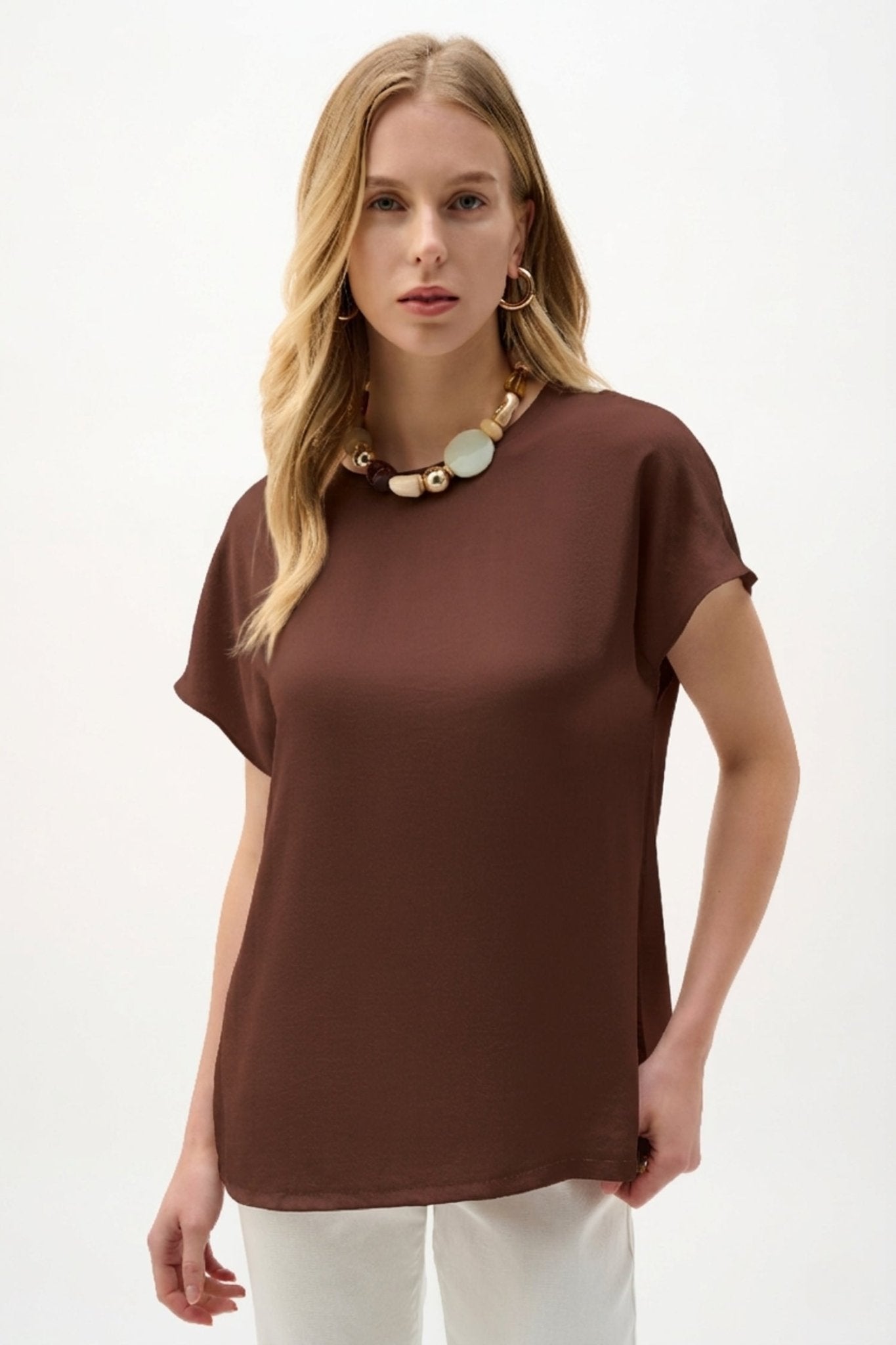Shop Joseph Ribkoff Satin & Silky Knit Straight Top - Joseph Ribkoff