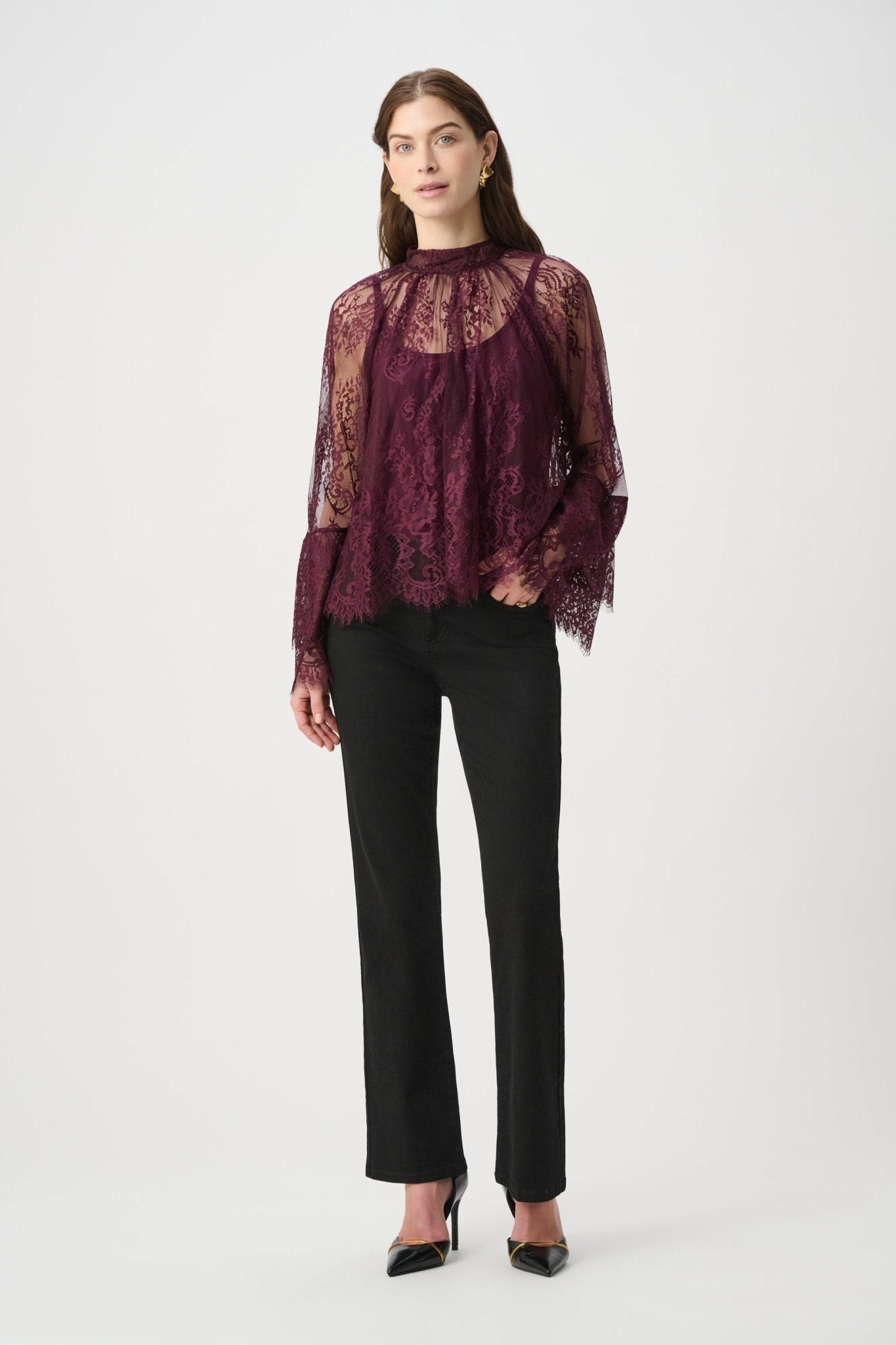 Shop Joseph Ribkoff Scalloped Lace Trapeze Top - Joseph Ribkoff