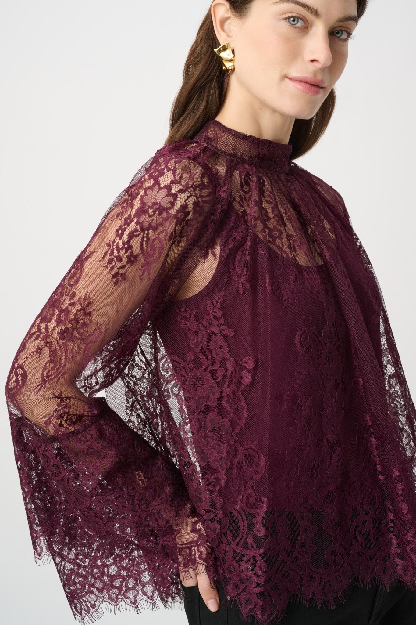 Shop Joseph Ribkoff Scalloped Lace Trapeze Top - Joseph Ribkoff
