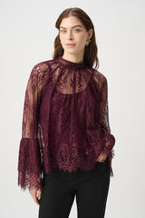 Joseph Ribkoff Scalloped Lace Trapeze Top