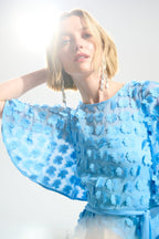 Shop Joseph Ribkoff Signature | 3D Embroidered Chiffon Fit And Flare Midi Dress - Joseph Ribkoff